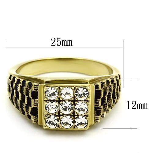 TK765 - IP Gold(Ion Plating) Stainless Steel Ring with Top Grade Crystal  in Clear LuxuryLifeWay Online Store