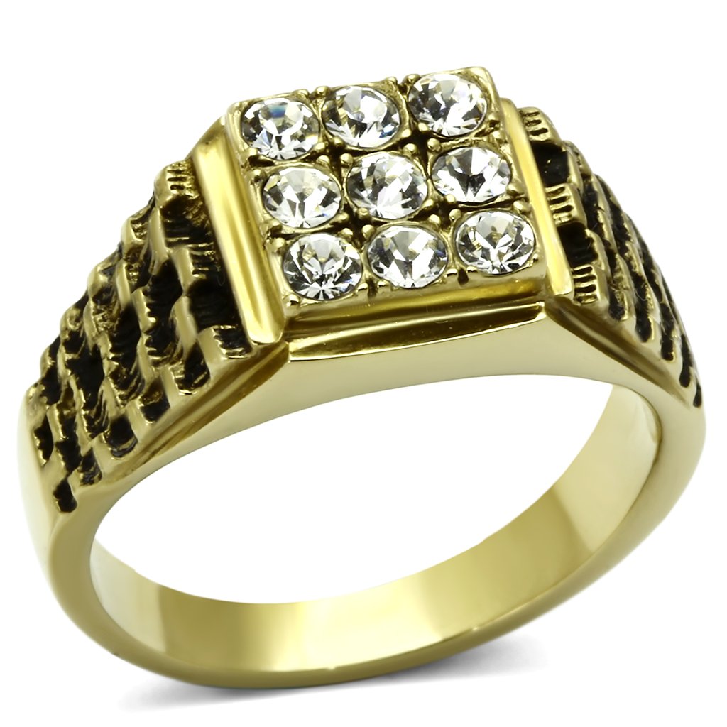 TK765 - IP Gold(Ion Plating) Stainless Steel Ring with Top Grade Crystal  in Clear LuxuryLifeWay Online Store