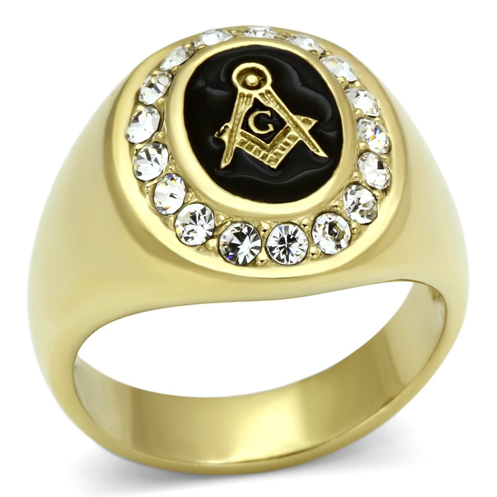 TK766 - IP Gold(Ion Plating) Stainless Steel Ring with Top Grade Crystal  in Clear LuxuryLifeWay Online Store