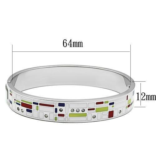 TK782 - High polished (no plating) Stainless Steel Bangle with Top Grade Crystal  in Clear LuxuryLifeWay Online Store