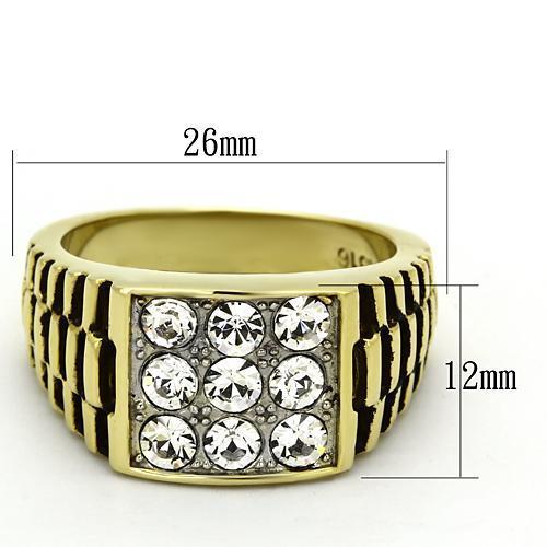 TK796 - Two-Tone IP Gold (Ion Plating) Stainless Steel Ring with Top Grade Crystal  in Clear LuxuryLifeWay Online Store