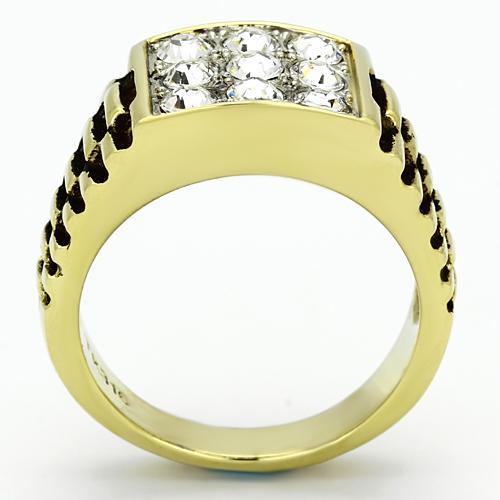 TK796 - Two-Tone IP Gold (Ion Plating) Stainless Steel Ring with Top Grade Crystal  in Clear LuxuryLifeWay Online Store