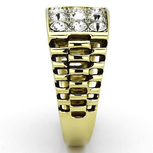 TK796 - Two-Tone IP Gold (Ion Plating) Stainless Steel Ring with Top Grade Crystal  in Clear LuxuryLifeWay Online Store