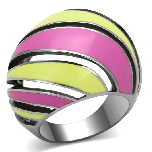 TK803 - High polished (no plating) Stainless Steel Ring with Epoxy  in Multi Color LuxuryLifeWay Online Store