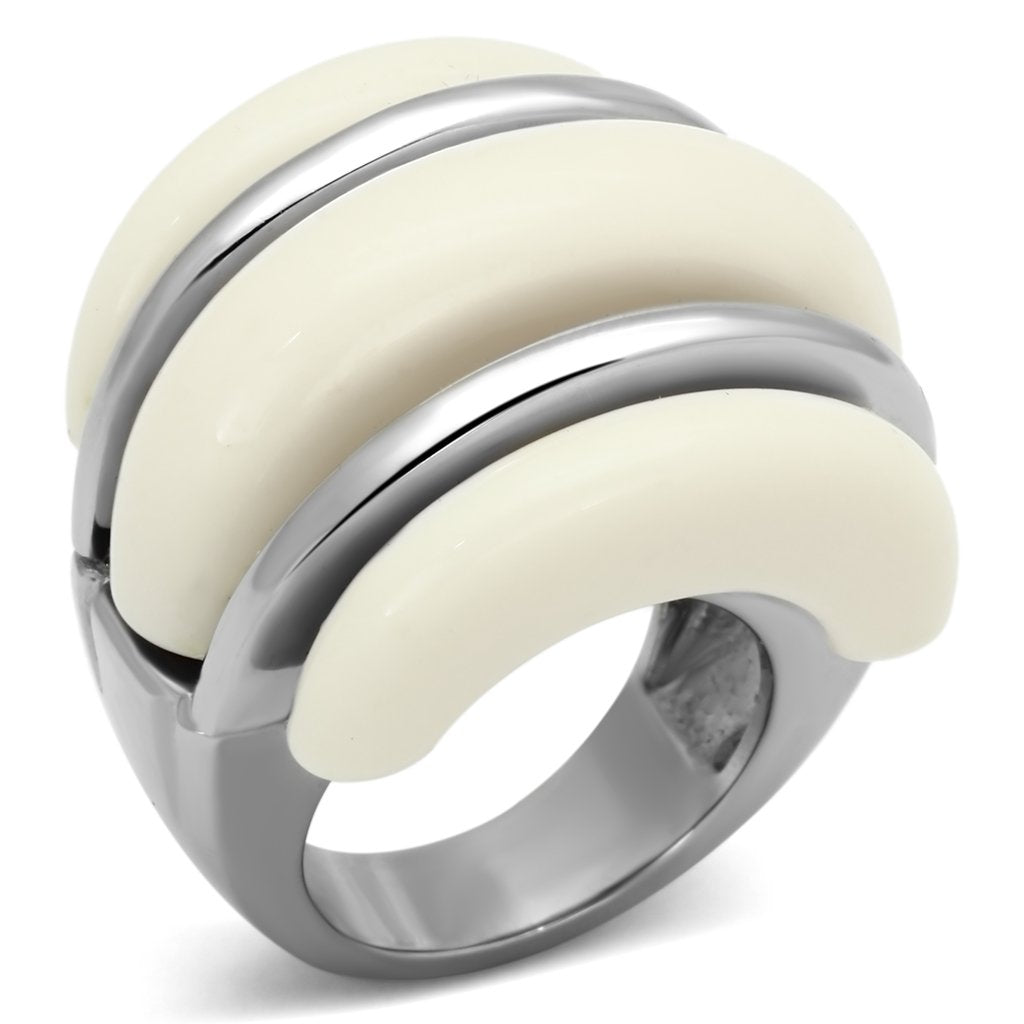 TK807 - High polished (no plating) Stainless Steel Ring with Synthetic Synthetic Stone in Citrine Yellow LuxuryLifeWay Online Store