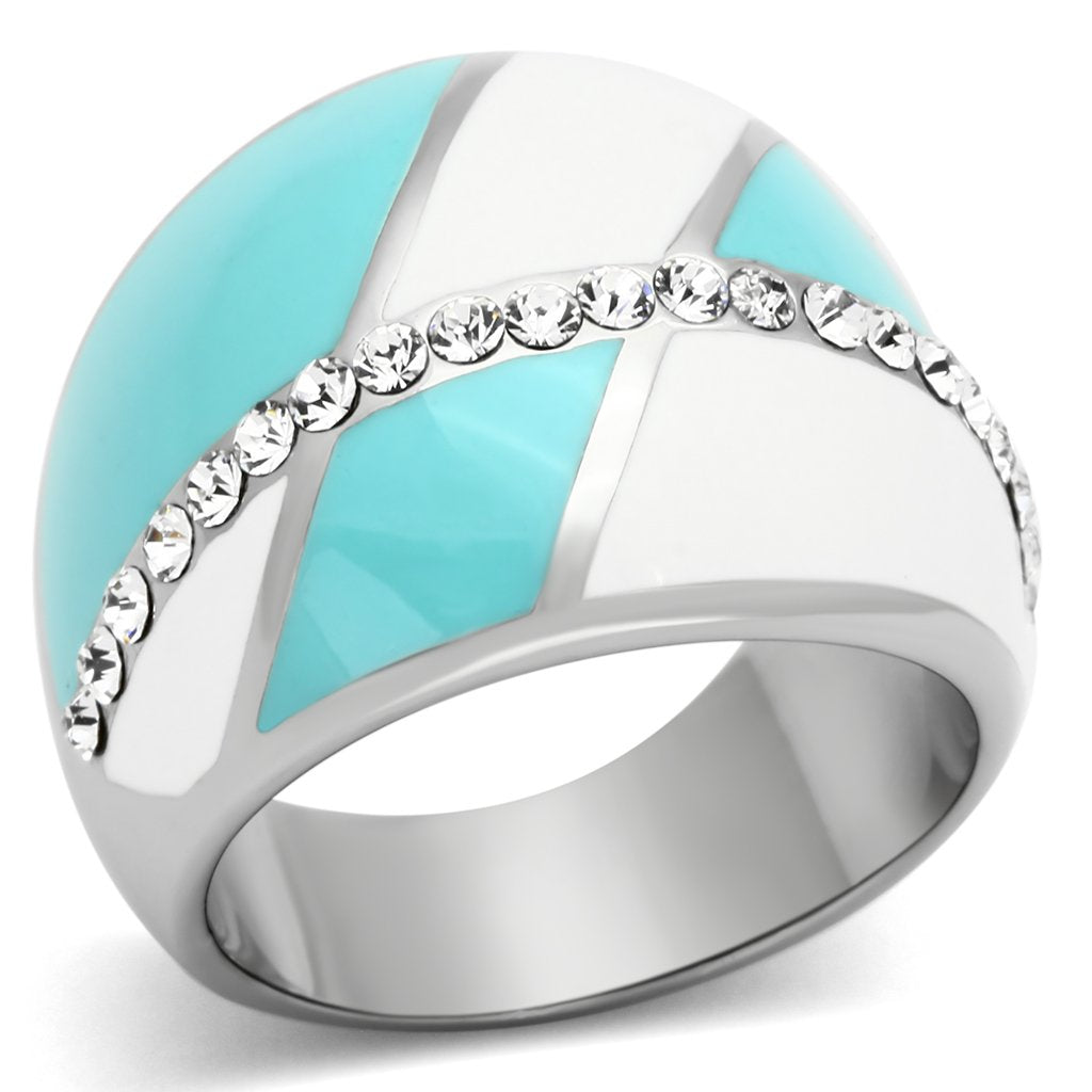 TK812 - High polished (no plating) Stainless Steel Ring with Top Grade Crystal  in Clear LuxuryLifeWay Online Store
