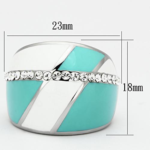TK812 - High polished (no plating) Stainless Steel Ring with Top Grade Crystal  in Clear LuxuryLifeWay Online Store