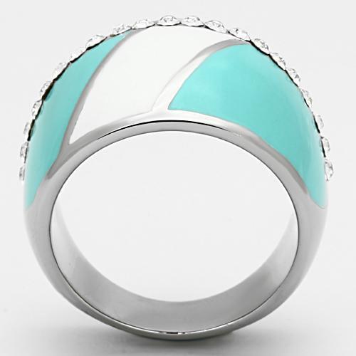 TK812 - High polished (no plating) Stainless Steel Ring with Top Grade Crystal  in Clear LuxuryLifeWay Online Store