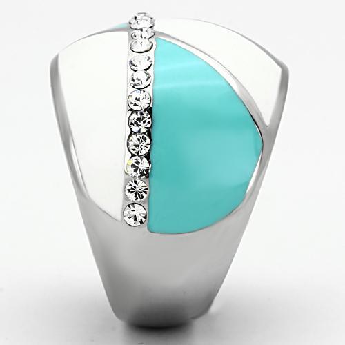 TK812 - High polished (no plating) Stainless Steel Ring with Top Grade Crystal  in Clear LuxuryLifeWay Online Store