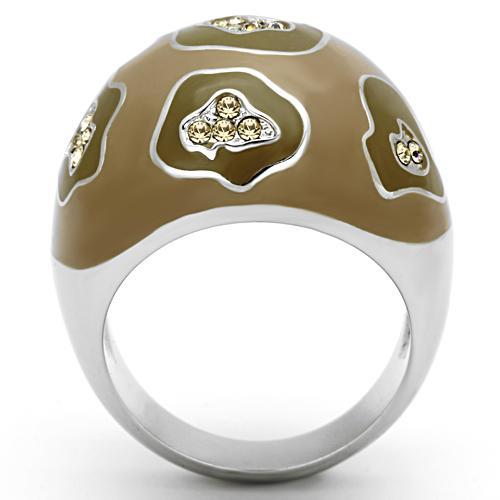 TK826 - High polished (no plating) Stainless Steel Ring with Top Grade Crystal  in Citrine Yellow LuxuryLifeWay Online Store