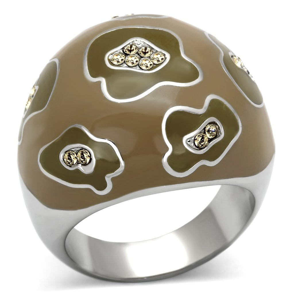 TK826 - High polished (no plating) Stainless Steel Ring with Top Grade Crystal  in Citrine Yellow LuxuryLifeWay Online Store