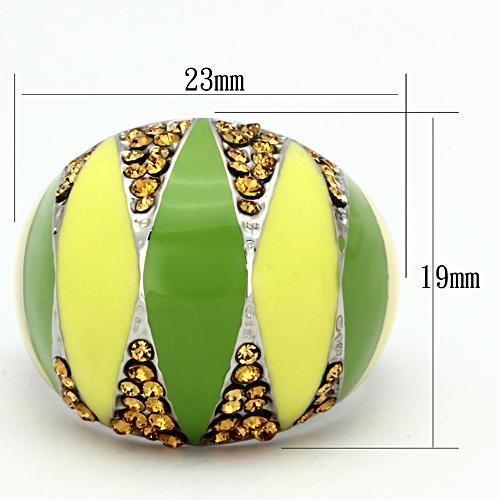 TK831 - High polished (no plating) Stainless Steel Ring with Top Grade Crystal  in Topaz LuxuryLifeWay Online Store