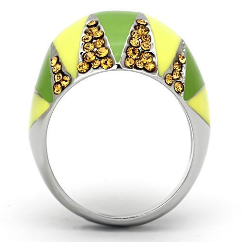 TK831 - High polished (no plating) Stainless Steel Ring with Top Grade Crystal  in Topaz LuxuryLifeWay Online Store