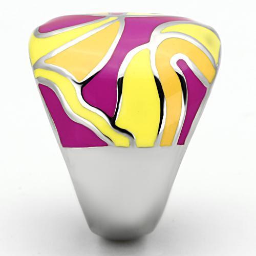 TK834 - High polished (no plating) Stainless Steel Ring with Epoxy  in Multi Color LuxuryLifeWay Online Store