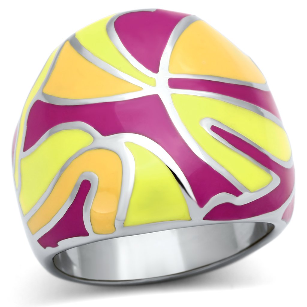 TK834 - High polished (no plating) Stainless Steel Ring with Epoxy  in Multi Color LuxuryLifeWay Online Store