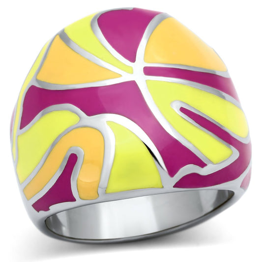 TK834 - High polished (no plating) Stainless Steel Ring with Epoxy  in Multi Color LuxuryLifeWay Online Store