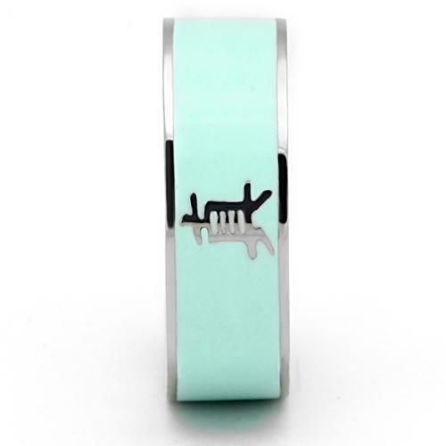 TK836 - High polished (no plating) Stainless Steel Ring with Epoxy  in Turquoise LuxuryLifeWay Online Store