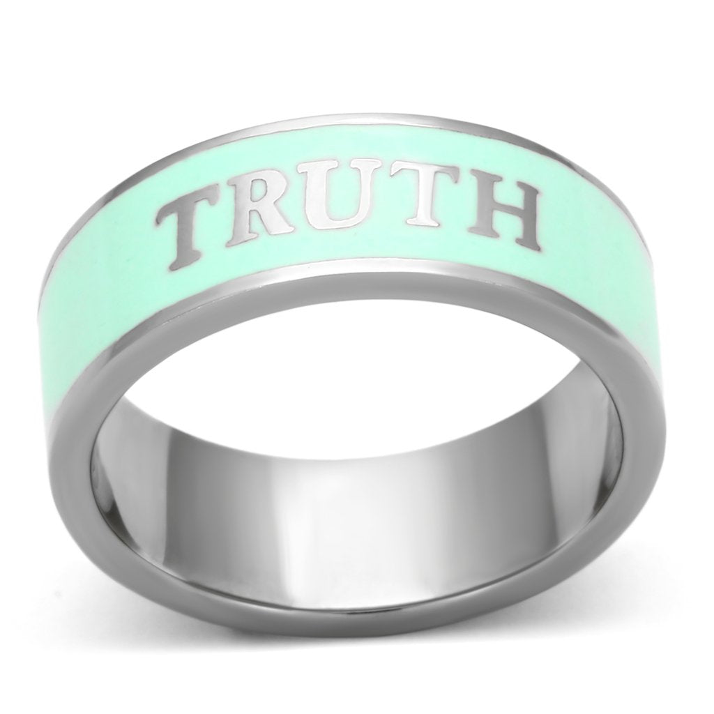 TK836 - High polished (no plating) Stainless Steel Ring with Epoxy  in Turquoise LuxuryLifeWay Online Store