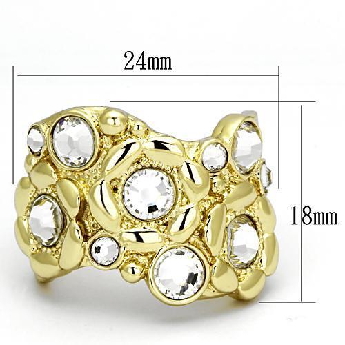 TK856 - IP Gold(Ion Plating) Stainless Steel Ring with Top Grade Crystal  in Clear LuxuryLifeWay Online Store