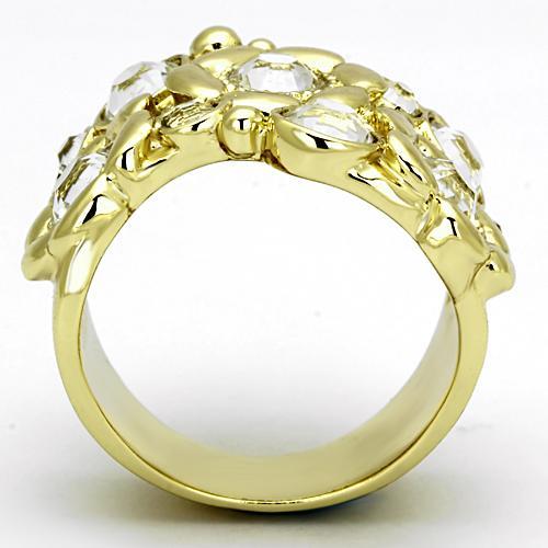 TK856 - IP Gold(Ion Plating) Stainless Steel Ring with Top Grade Crystal  in Clear LuxuryLifeWay Online Store