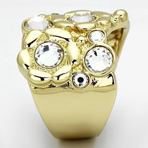 TK856 - IP Gold(Ion Plating) Stainless Steel Ring with Top Grade Crystal  in Clear LuxuryLifeWay Online Store
