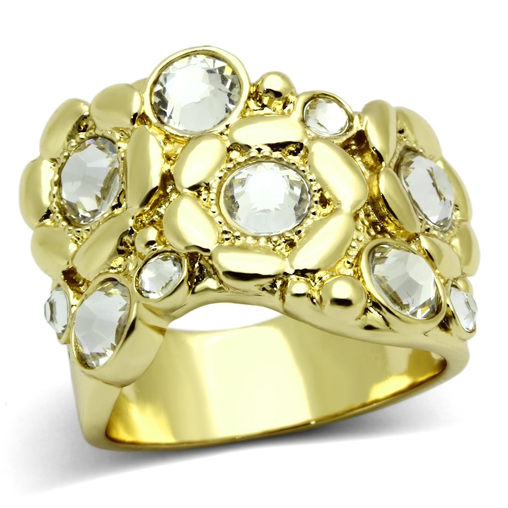 TK856 - IP Gold(Ion Plating) Stainless Steel Ring with Top Grade Crystal  in Clear LuxuryLifeWay Online Store