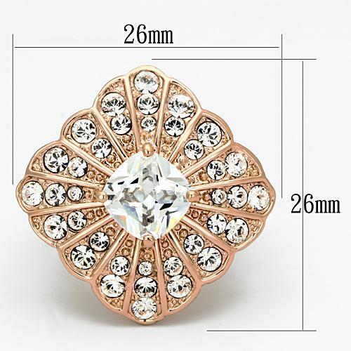 TK866 - IP Rose Gold(Ion Plating) Stainless Steel Ring with AAA Grade CZ  in Clear LuxuryLifeWay Online Store