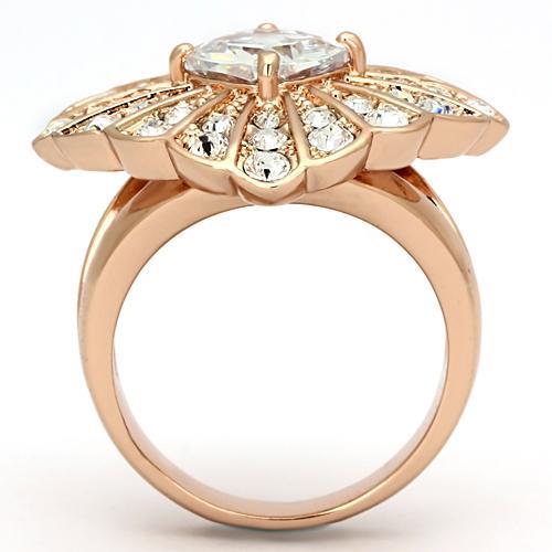 TK866 - IP Rose Gold(Ion Plating) Stainless Steel Ring with AAA Grade CZ  in Clear LuxuryLifeWay Online Store