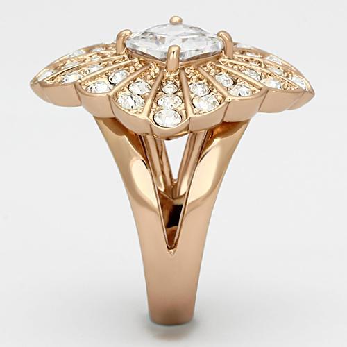 TK866 - IP Rose Gold(Ion Plating) Stainless Steel Ring with AAA Grade CZ  in Clear LuxuryLifeWay Online Store