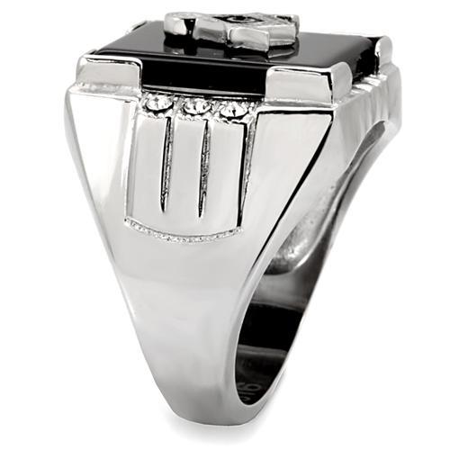 TK8X027 - High polished (no plating) Stainless Steel Ring with Semi-Precious Agate in Jet LuxuryLifeWay Online Store