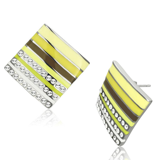 TK909 - High polished (no plating) Stainless Steel Earrings with Top Grade Crystal  in Clear LuxuryLifeWay Online Store