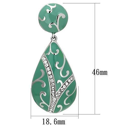 TK915 - High polished (no plating) Stainless Steel Earrings with Top Grade Crystal  in Clear LuxuryLifeWay Online Store