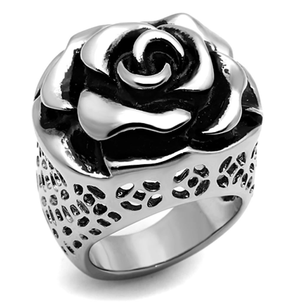 TK922 - High polished (no plating) Stainless Steel Ring with Epoxy  in Jet LuxuryLifeWay Online Store