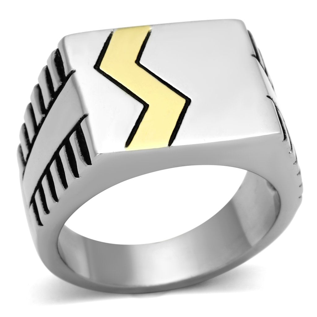TK950 - Two-Tone IP Gold (Ion Plating) Stainless Steel Ring with Epoxy  in Jet LuxuryLifeWay Online Store
