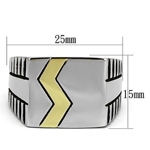 TK950 - Two-Tone IP Gold (Ion Plating) Stainless Steel Ring with Epoxy  in Jet LuxuryLifeWay Online Store
