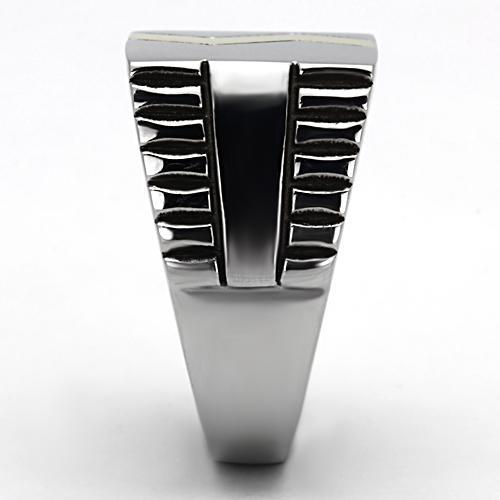 TK950 - Two-Tone IP Gold (Ion Plating) Stainless Steel Ring with Epoxy  in Jet LuxuryLifeWay Online Store