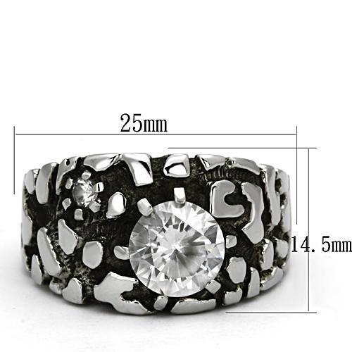 TK958 - High polished (no plating) Stainless Steel Ring with AAA Grade CZ  in Clear LuxuryLifeWay Online Store