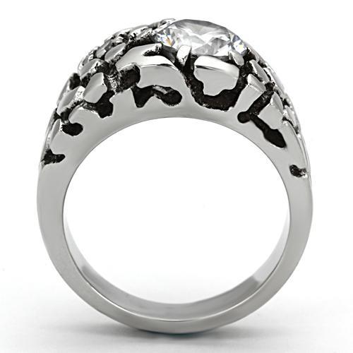 TK958 - High polished (no plating) Stainless Steel Ring with AAA Grade CZ  in Clear LuxuryLifeWay Online Store