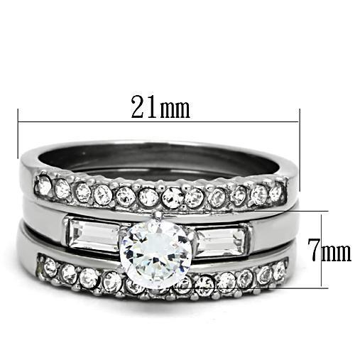 TK973 - High polished (no plating) Stainless Steel Ring with AAA Grade CZ  in Clear LuxuryLifeWay Online Store