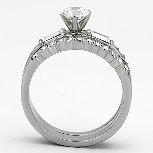 TK973 - High polished (no plating) Stainless Steel Ring with AAA Grade CZ  in Clear LuxuryLifeWay Online Store