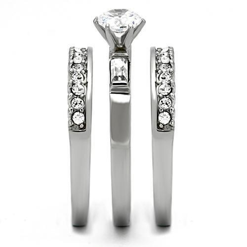TK973 - High polished (no plating) Stainless Steel Ring with AAA Grade CZ  in Clear LuxuryLifeWay Online Store