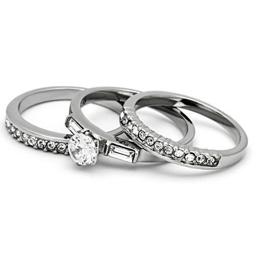 TK973 - High polished (no plating) Stainless Steel Ring with AAA Grade CZ  in Clear LuxuryLifeWay Online Store