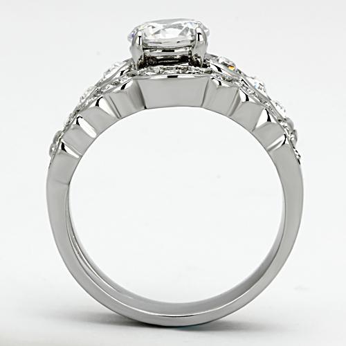 TK974 - High polished (no plating) Stainless Steel Ring with AAA Grade CZ  in Clear LuxuryLifeWay Online Store