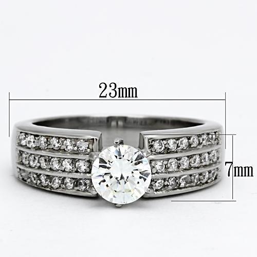 TK997 - High polished (no plating) Stainless Steel Ring with AAA Grade CZ  in Clear LuxuryLifeWay Online Store