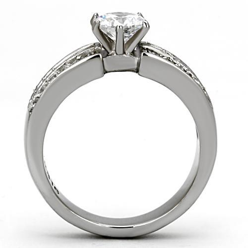TK997 - High polished (no plating) Stainless Steel Ring with AAA Grade CZ  in Clear LuxuryLifeWay Online Store