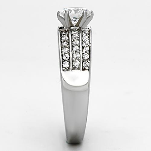 TK997 - High polished (no plating) Stainless Steel Ring with AAA Grade CZ  in Clear LuxuryLifeWay Online Store