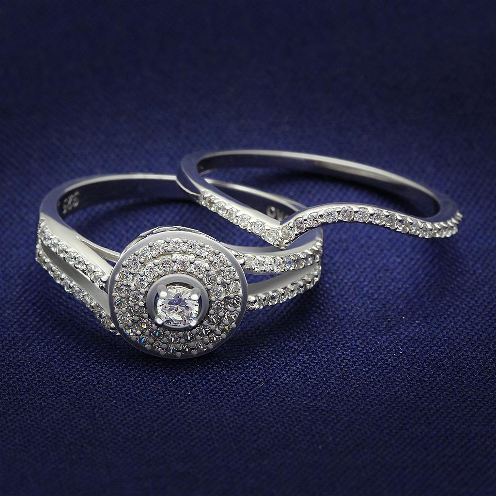 TS001 - Rhodium 925 Sterling Silver Ring with AAA Grade CZ  in Clear LuxuryLifeWay Online Store