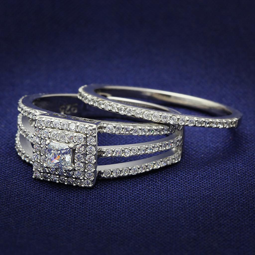 TS003 - Rhodium 925 Sterling Silver Ring with AAA Grade CZ  in Clear LuxuryLifeWay Online Store