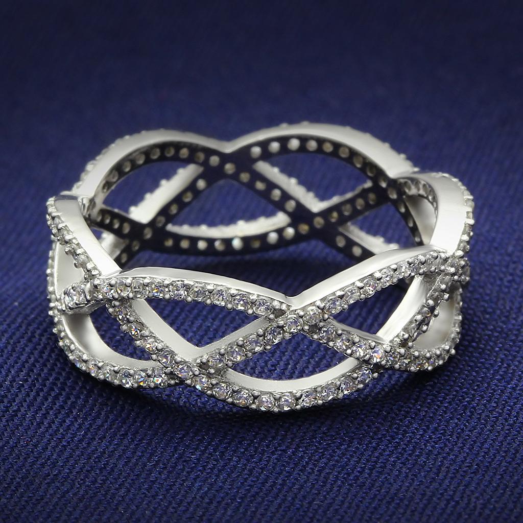 TS007 - Rhodium 925 Sterling Silver Ring with AAA Grade CZ  in Clear LuxuryLifeWay Online Store