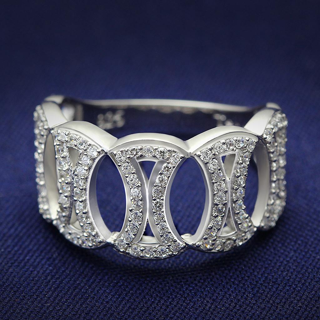 TS009 - Rhodium 925 Sterling Silver Ring with AAA Grade CZ  in Clear LuxuryLifeWay Online Store